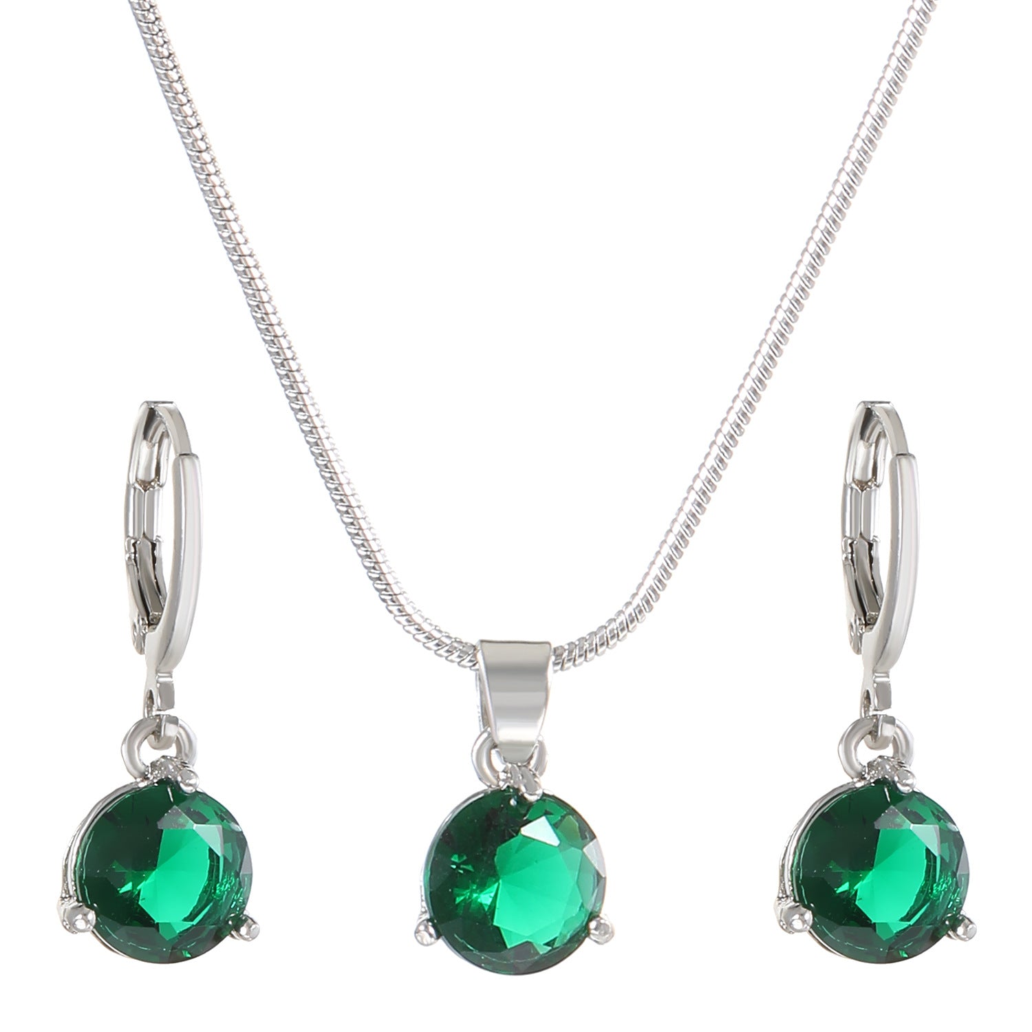 Wholesale Round Multicolor Zircon Necklace and Earring Jewelry Set